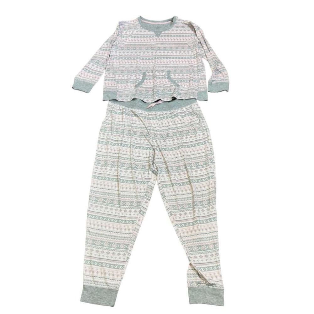 Women's Cuddl Duds Pajama Set Size XL Grey Pink